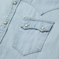 Men Western Shirts | Stetson Light Blue Denim Western Shirt Blue