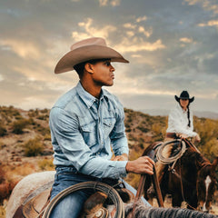 Men Western Shirts | Stetson Long-Sleeved Denim Shirt Blue