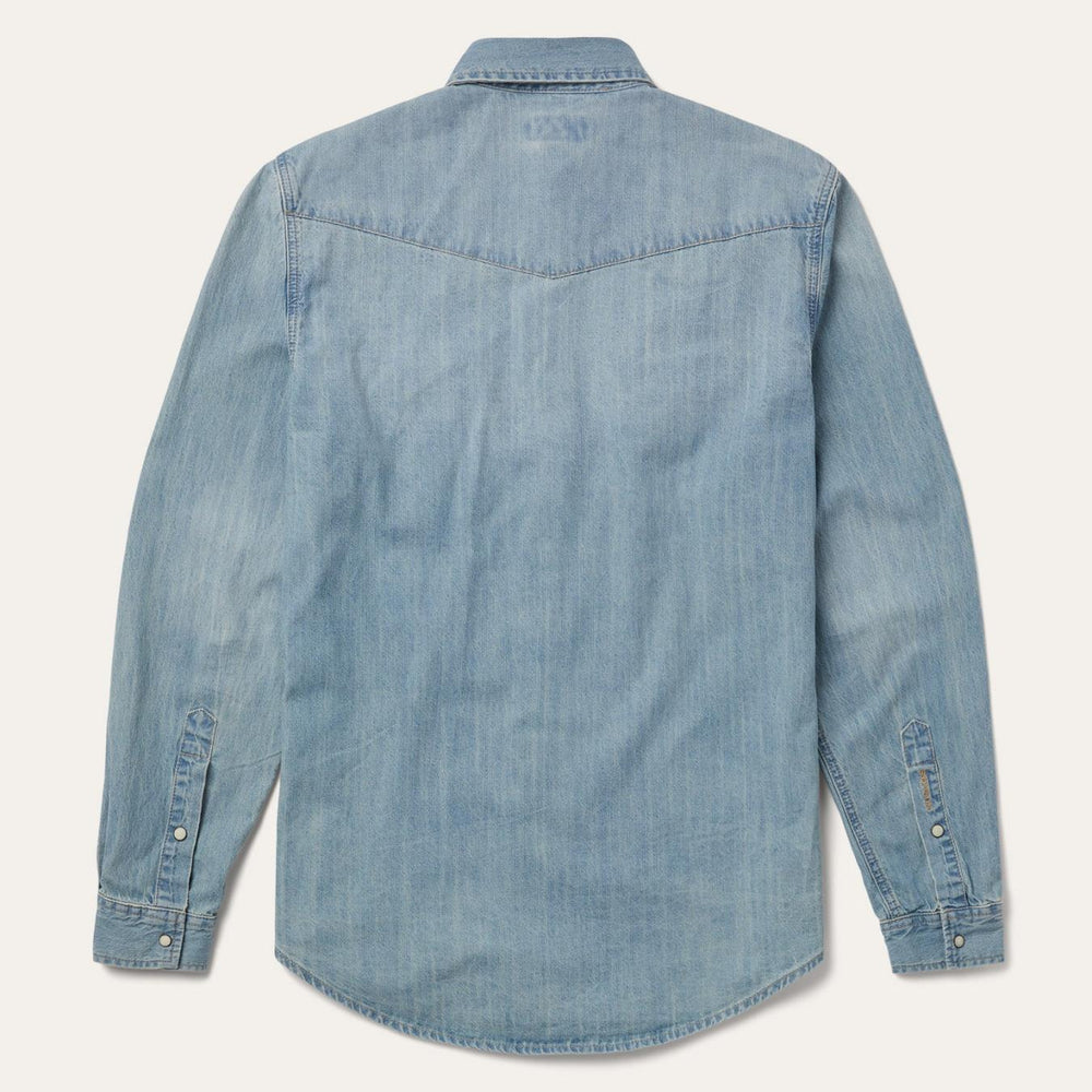 Men Western Shirts | Stetson Long-Sleeved Denim Shirt Blue