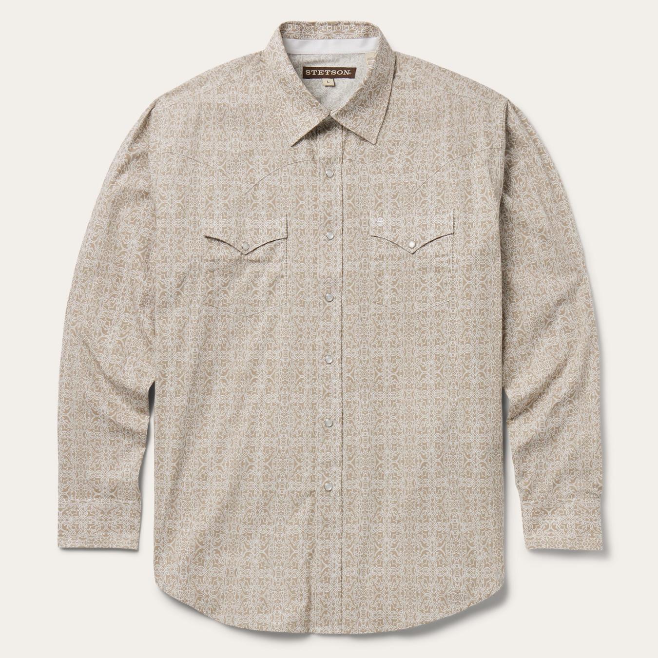 Men Western Shirts | Stetson Medallion Print Western Shirt Brown