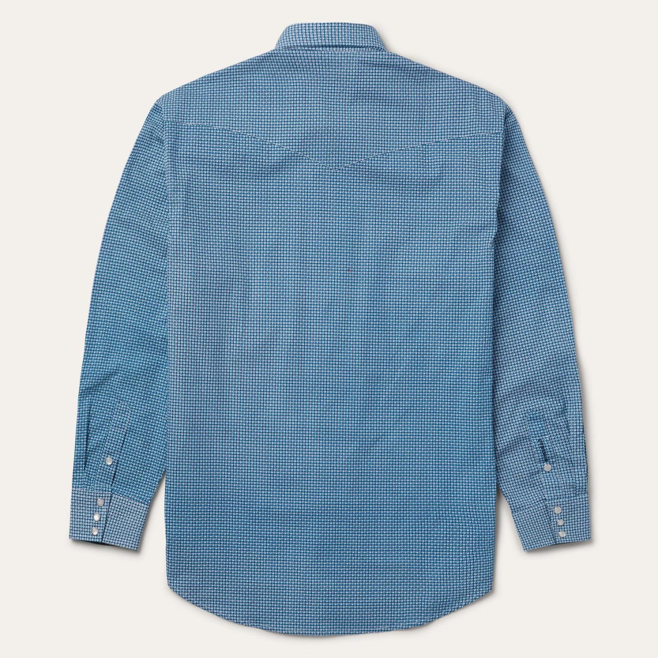 Men Western Shirts | Stetson Micro Print Western Shirt Blue
