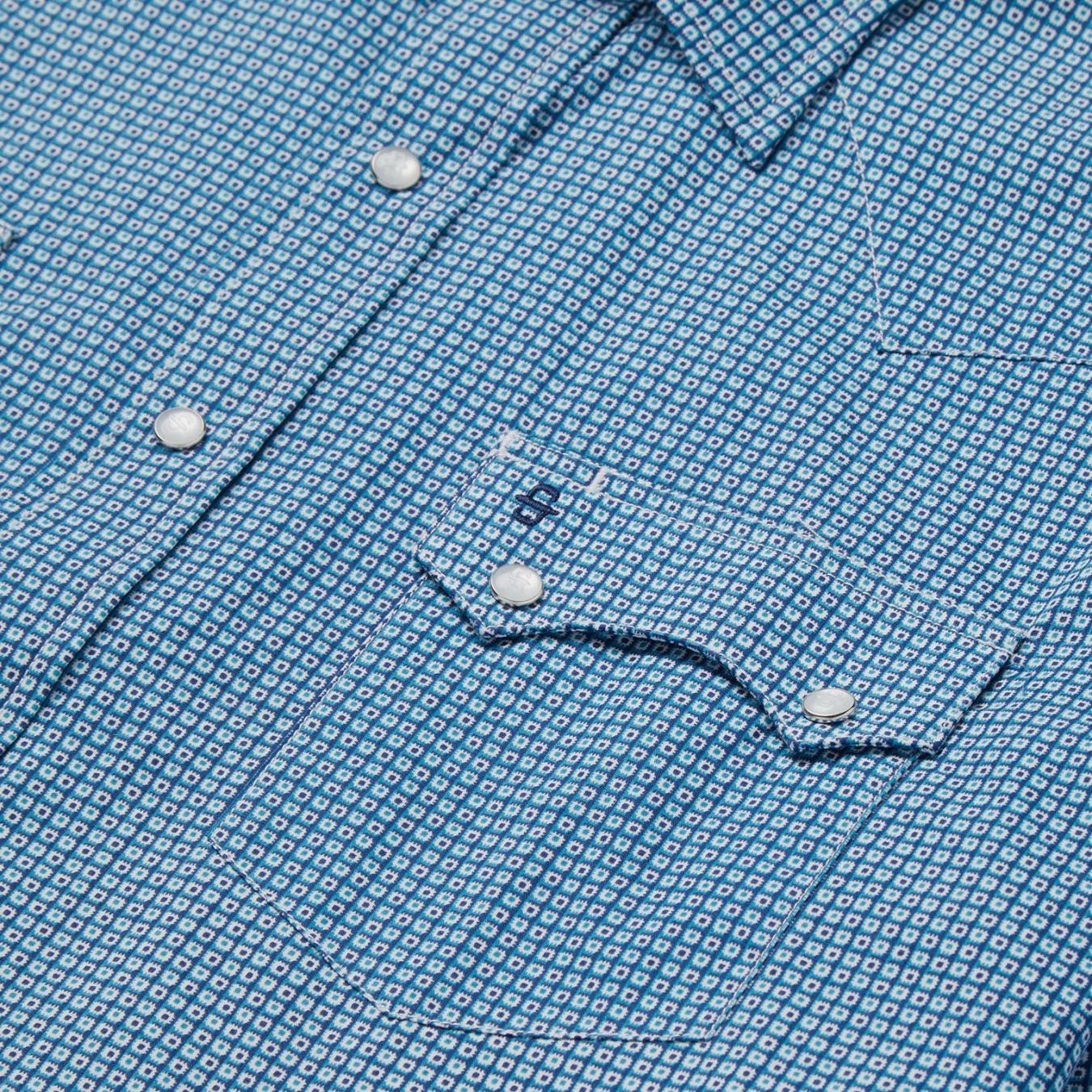 Men Western Shirts | Stetson Micro Print Western Shirt Blue