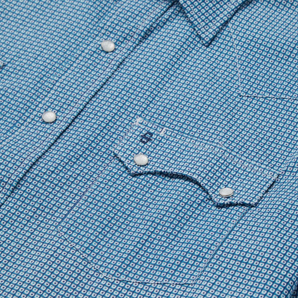 Men Western Shirts | Stetson Micro Print Western Shirt Blue