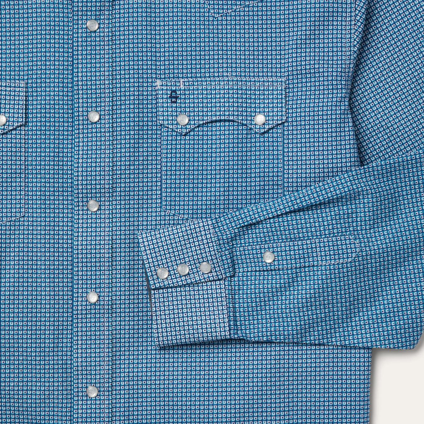 Men Western Shirts | Stetson Micro Print Western Shirt Blue