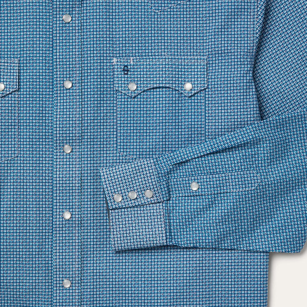 Men Western Shirts | Stetson Micro Print Western Shirt Blue