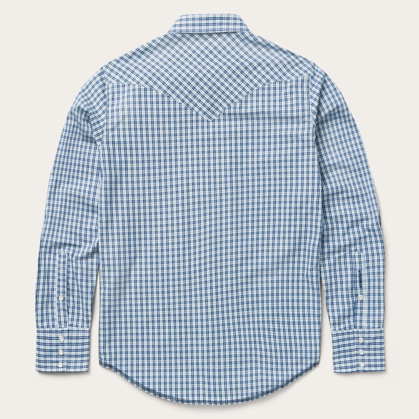 Men Western Shirts | Stetson Modern Snap Front Shirt In Mini Check Blue