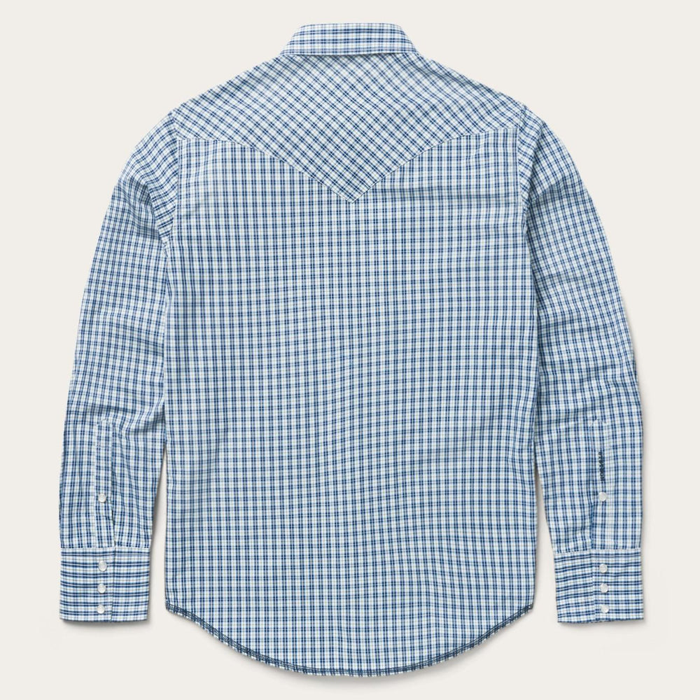 Men Western Shirts | Stetson Modern Snap Front Shirt In Mini Check Blue