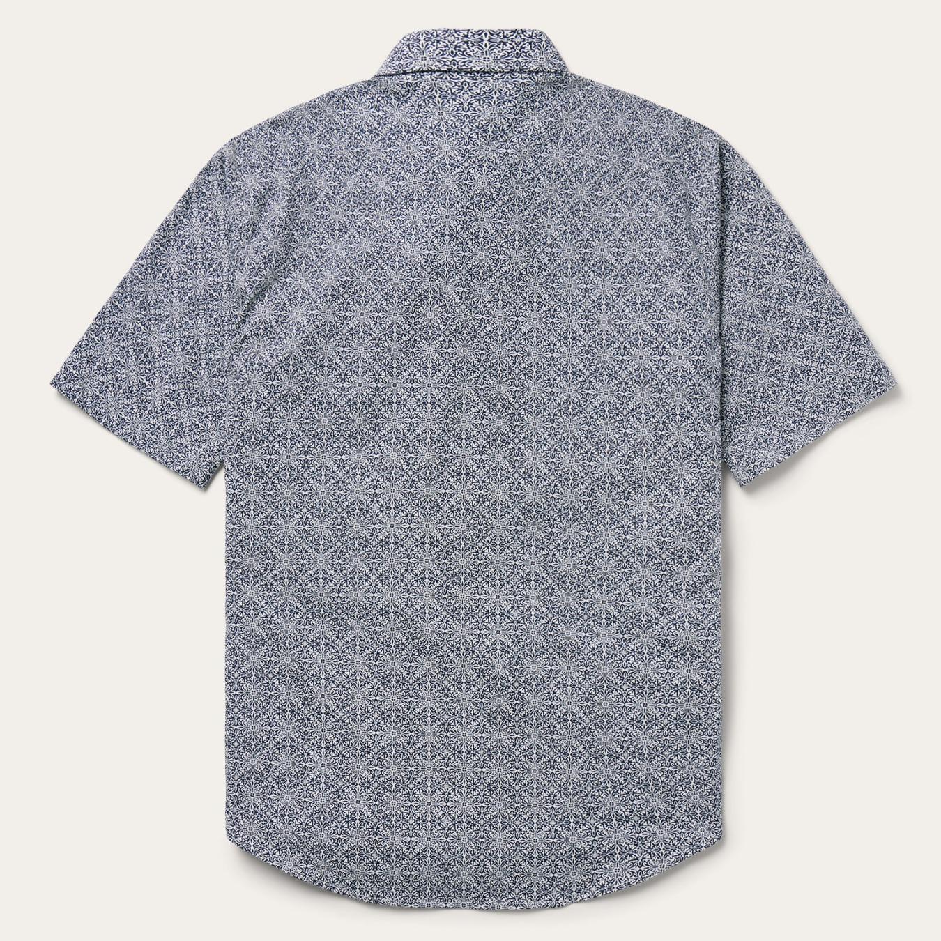 Men Western Shirts | Stetson Navy Print Short Sleeve Western Shirt Blue