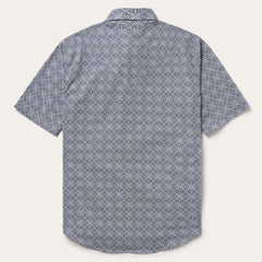 Men Western Shirts | Stetson Navy Print Short Sleeve Western Shirt Blue