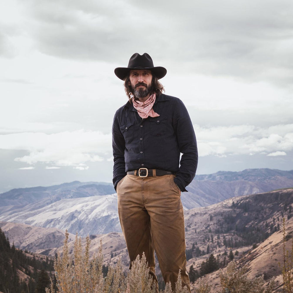 Men Western Shirts | Stetson Navy Twill Shirt Blue