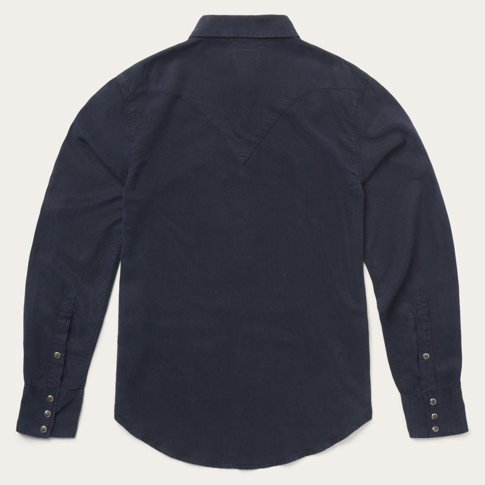 Men Western Shirts | Stetson Navy Twill Shirt Blue