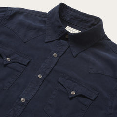 Men Western Shirts | Stetson Navy Twill Shirt Blue
