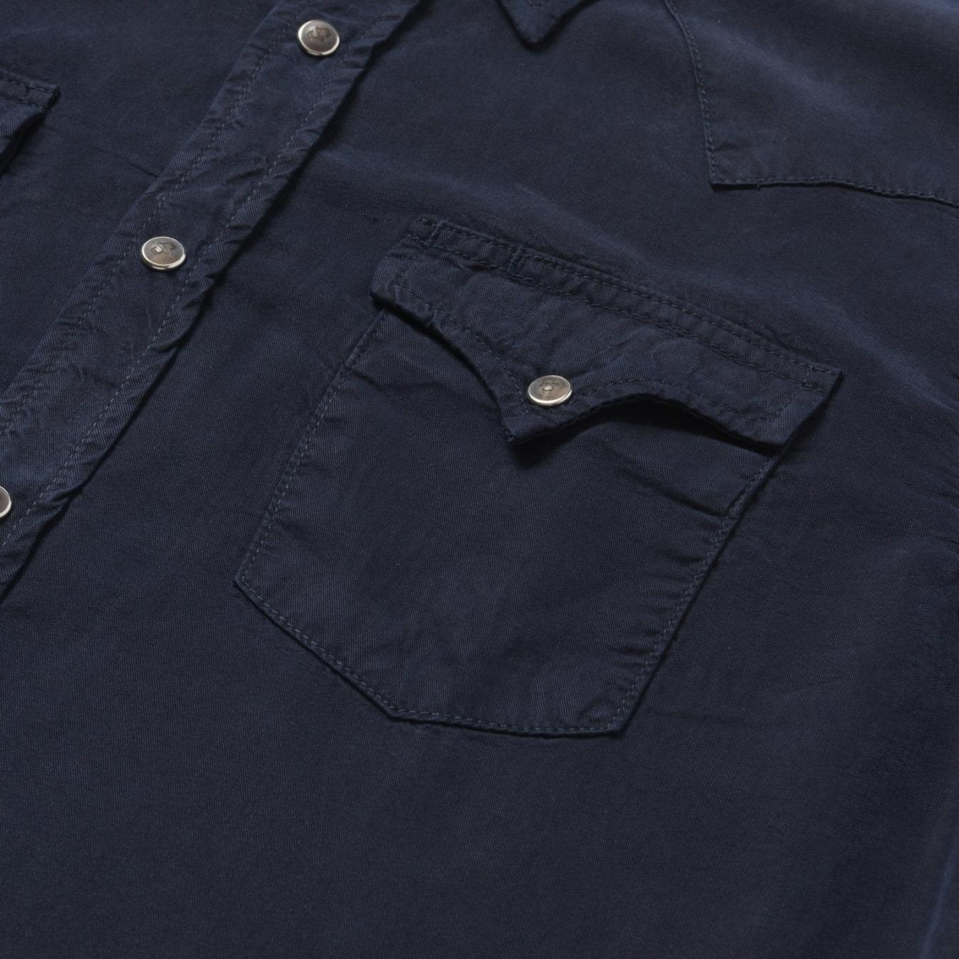 Men Western Shirts | Stetson Navy Twill Shirt Blue