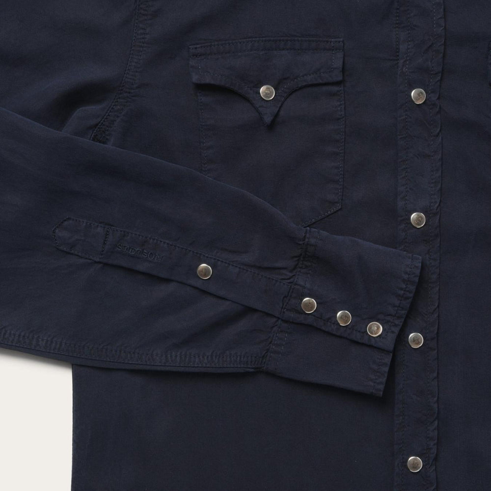 Men Western Shirts | Stetson Navy Twill Shirt Blue