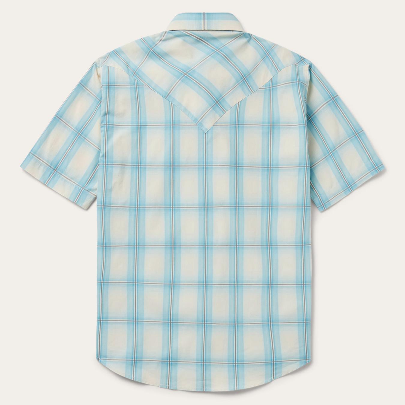 Men Western Shirts | Stetson Ombre Plaid Short Sleeve Western Shirt Blue