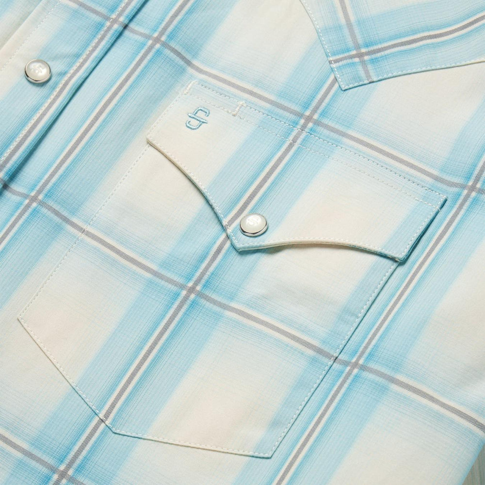 Men Western Shirts | Stetson Ombre Plaid Short Sleeve Western Shirt Blue