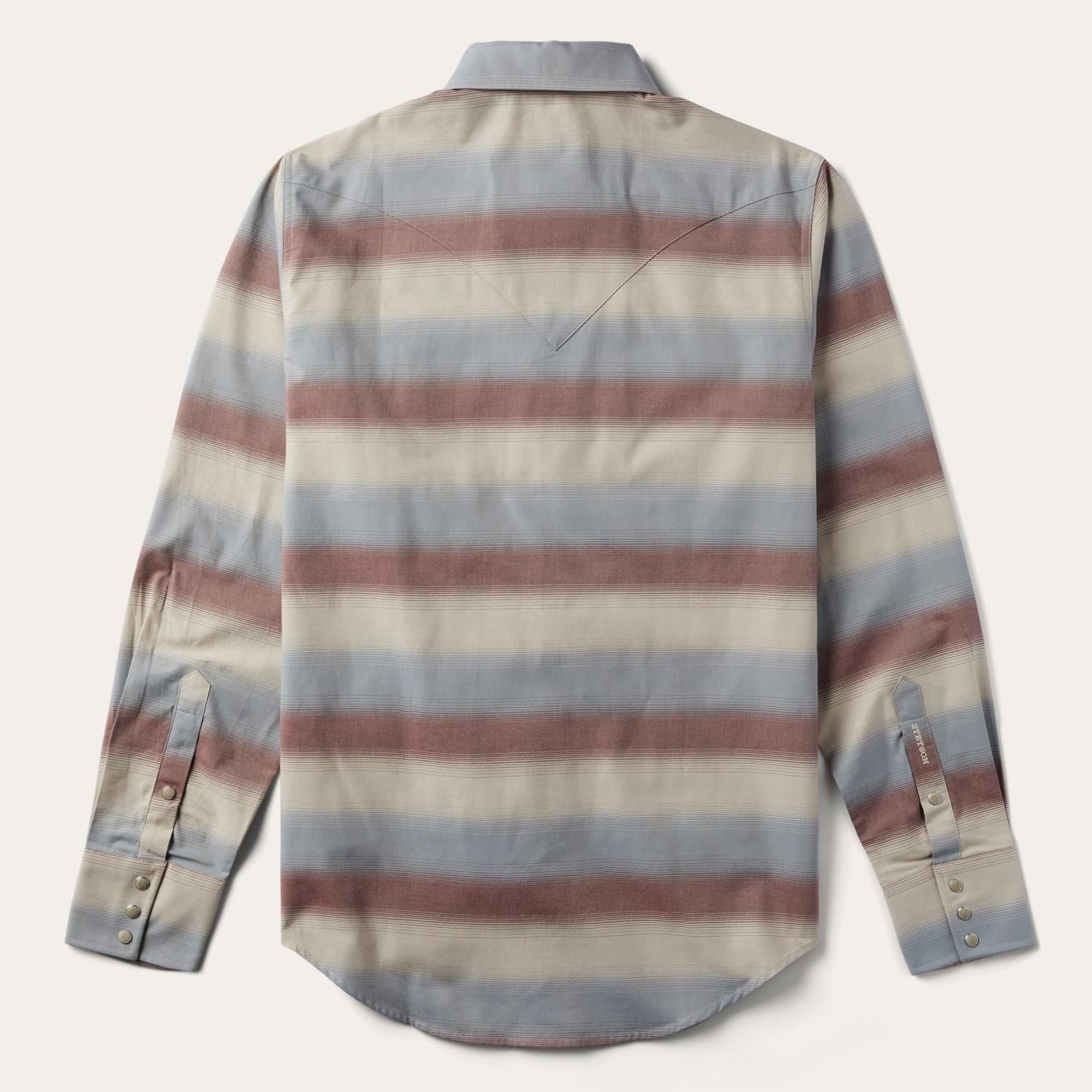 Men Western Shirts | Stetson Ombre Stripe Twill Shirt Wine