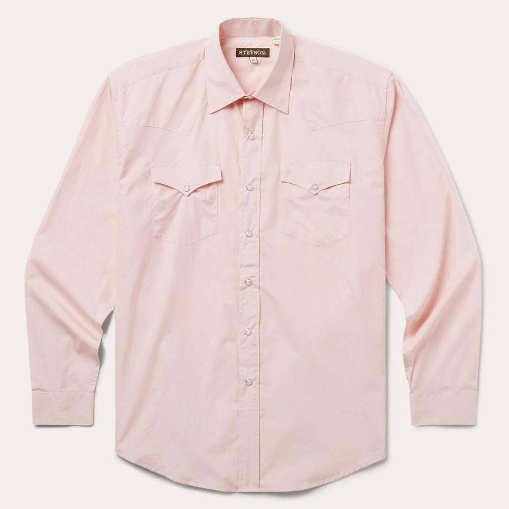 Men Western Shirts | Stetson Pink End-On-End Western Shirt Pink