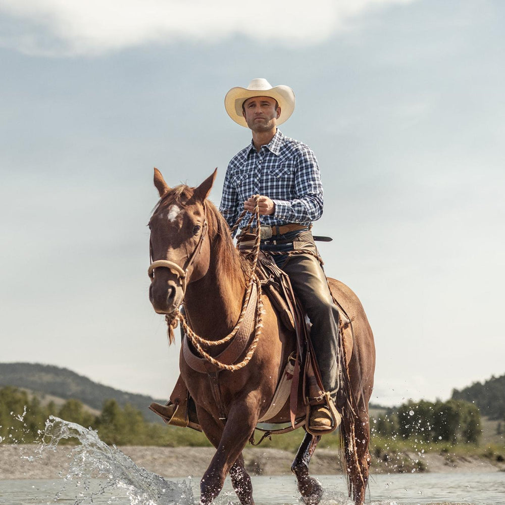 Men Western Shirts | Stetson Plaid Twill Dobby Western Shirt Blue