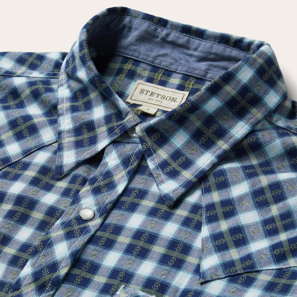 Men Western Shirts | Stetson Plaid Twill Dobby Western Shirt Blue