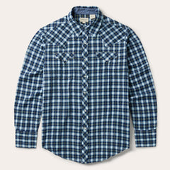 Men Western Shirts | Stetson Plaid Twill Dobby Western Shirt Blue