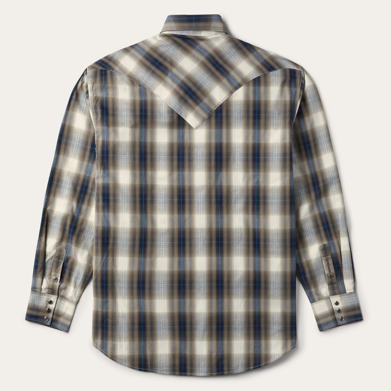 Men Western Shirts | Stetson Ranch Plaid Dobby Western Shirt Brown