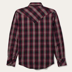 Men Western Shirts | Stetson Red Marl Plaid Western Shirt Red