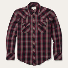Men Western Shirts | Stetson Red Marl Plaid Western Shirt Red