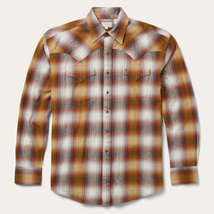 Men Western Shirts | Stetson Rust Plaid Flannel Western Shirt Brown