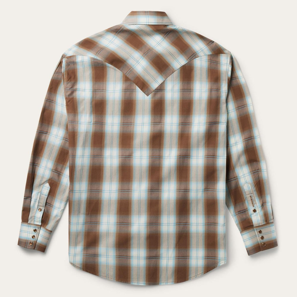 Men Western Shirts | Stetson Sand Ombre Plaid Western Shirt Brown