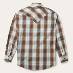 Men Western Shirts | Stetson Sand Ombre Plaid Western Shirt Brown