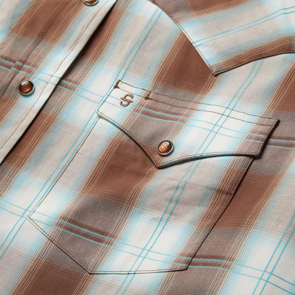 Men Western Shirts | Stetson Sand Ombre Plaid Western Shirt Brown