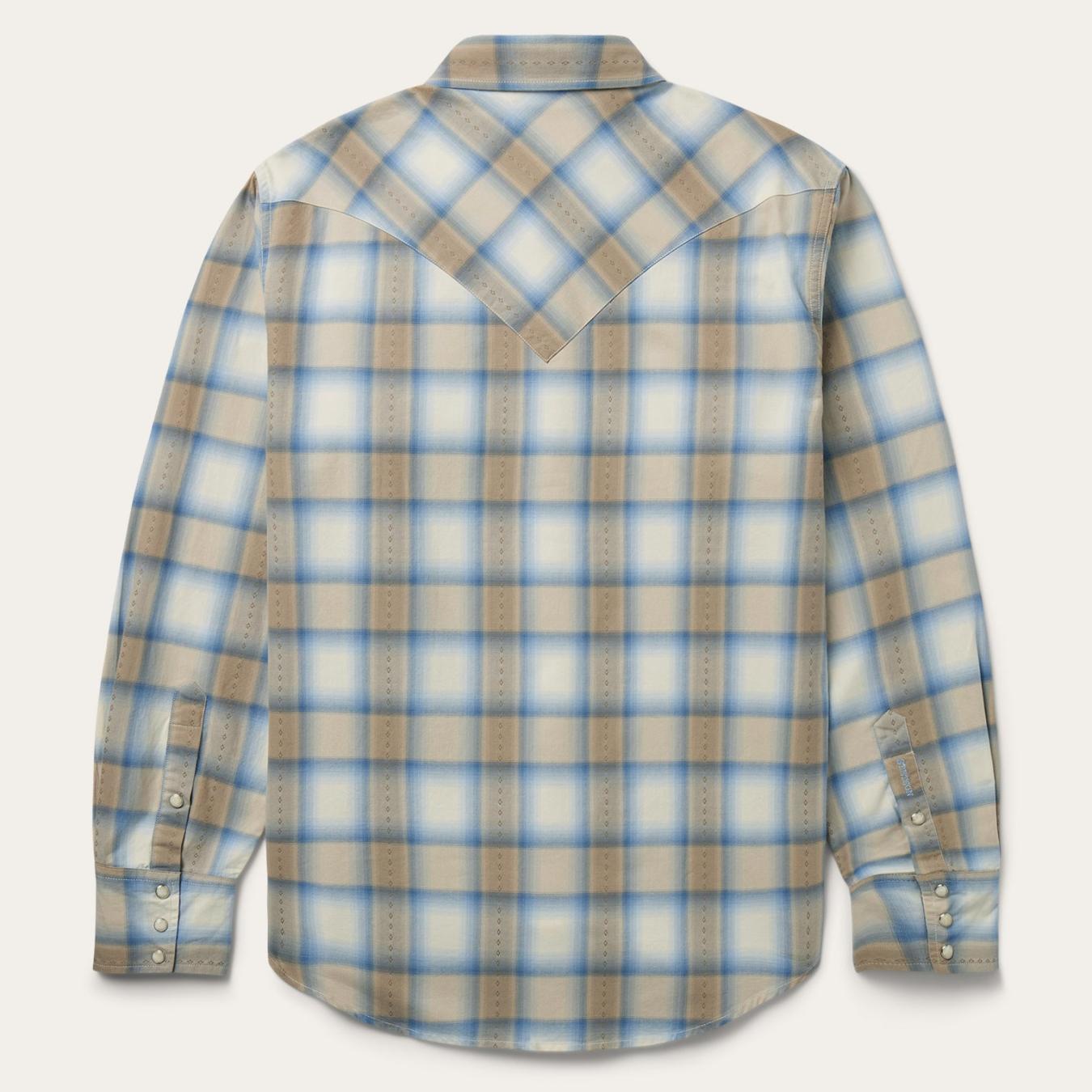 Men Western Shirts | Stetson Sand Plaid Dobby Western Shirt Brown