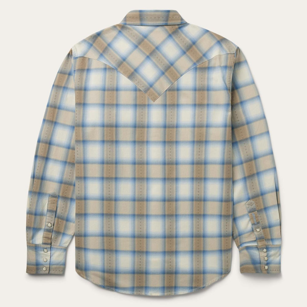 Men Western Shirts | Stetson Sand Plaid Dobby Western Shirt Brown