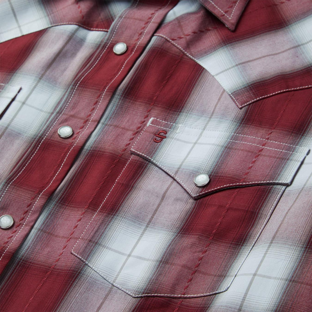 Men Western Shirts | Stetson Shadow Plaid Short Sleeve Western Shirt Wine