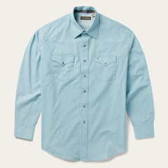 Men Western Shirts | Stetson Silver Diamond Neat Print Western Shirt Blue