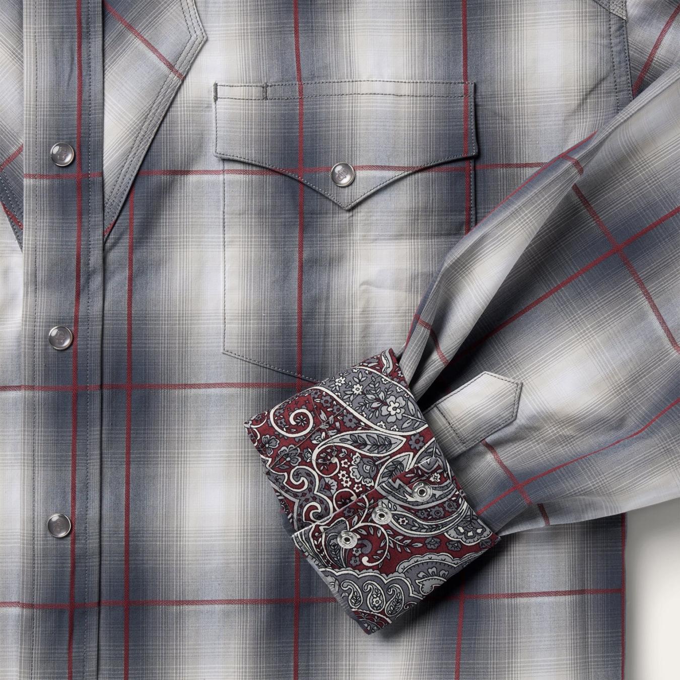 Men Western Shirts | Stetson Smoke Ombre Western Shirt Grey