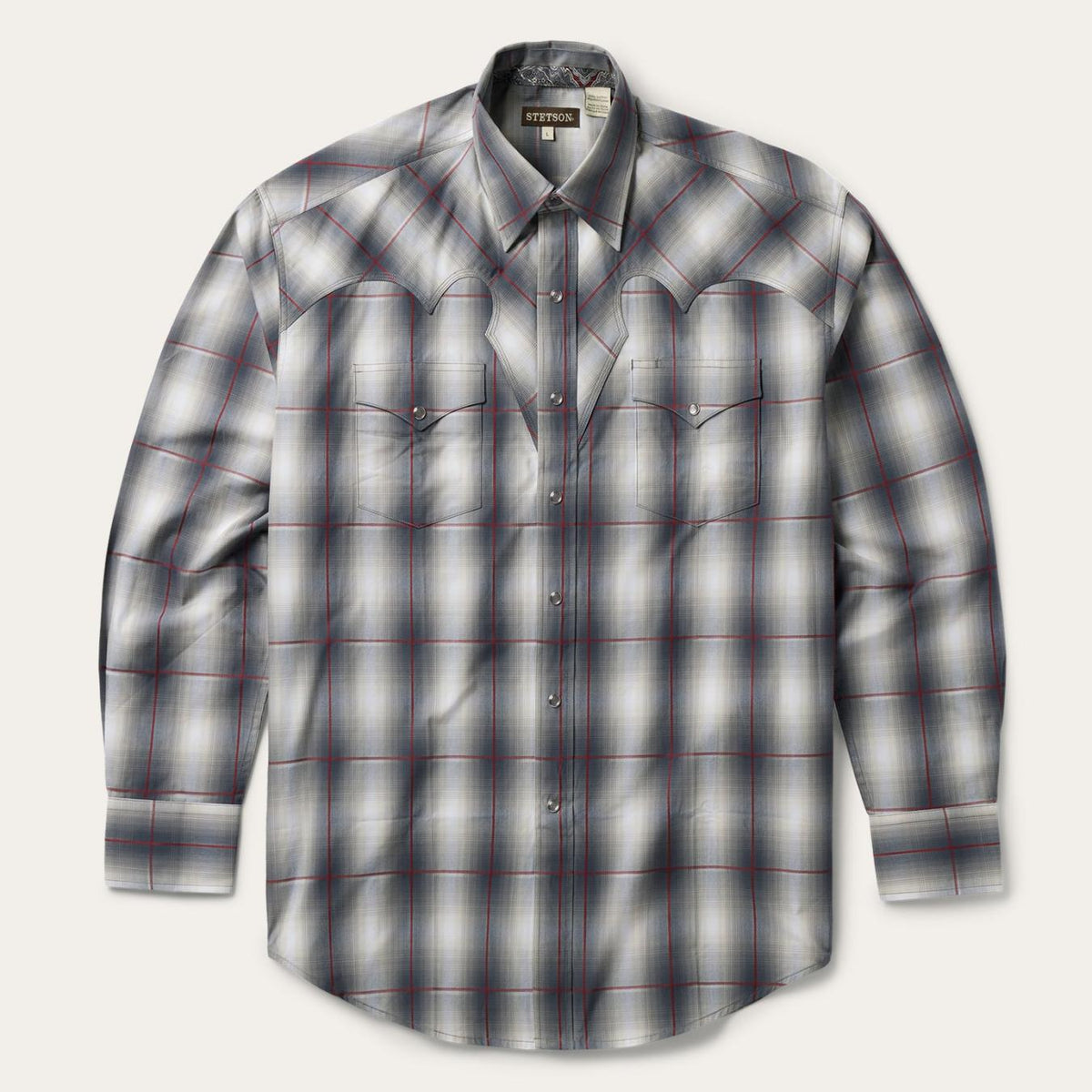 Men Western Shirts | Stetson Smoke Ombre Western Shirt Grey