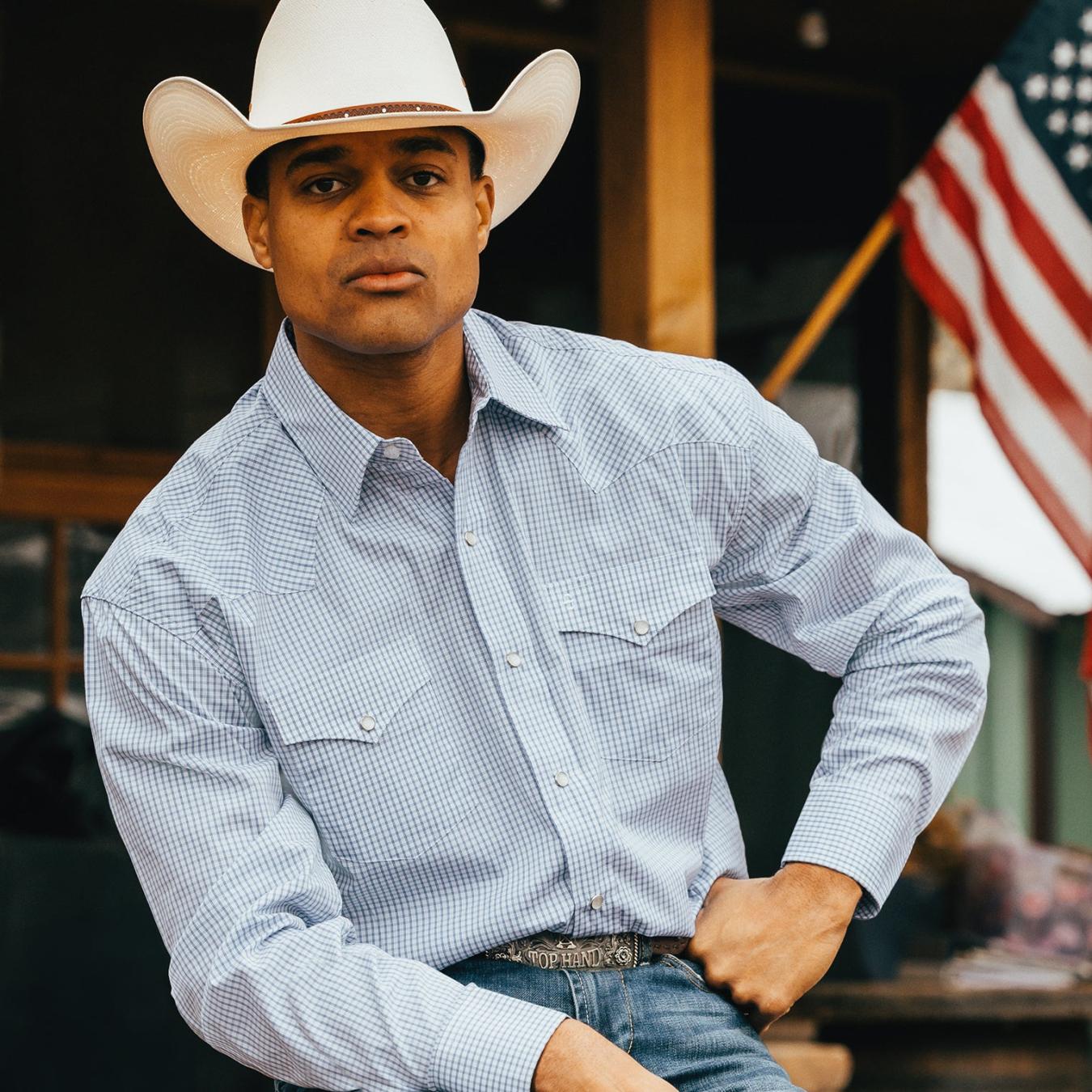 Men Western Shirts | Stetson Two Stripe Check Western Shirt Blue