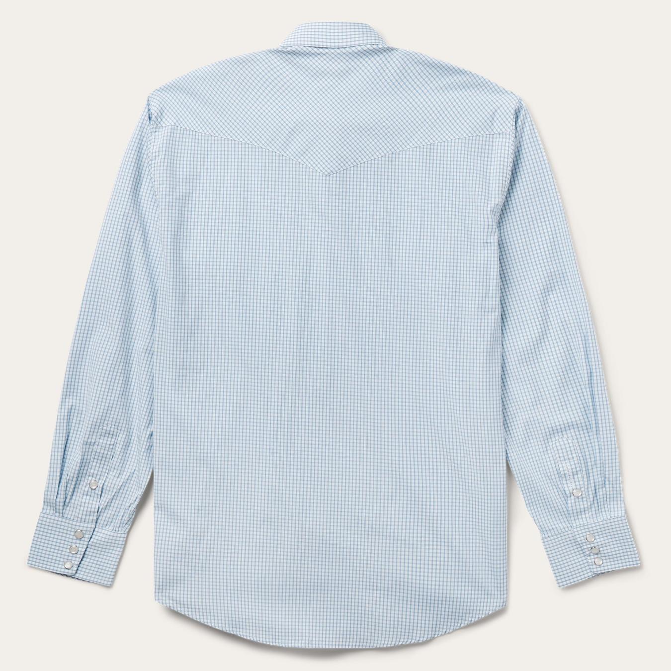 Men Western Shirts | Stetson Two Stripe Check Western Shirt Blue