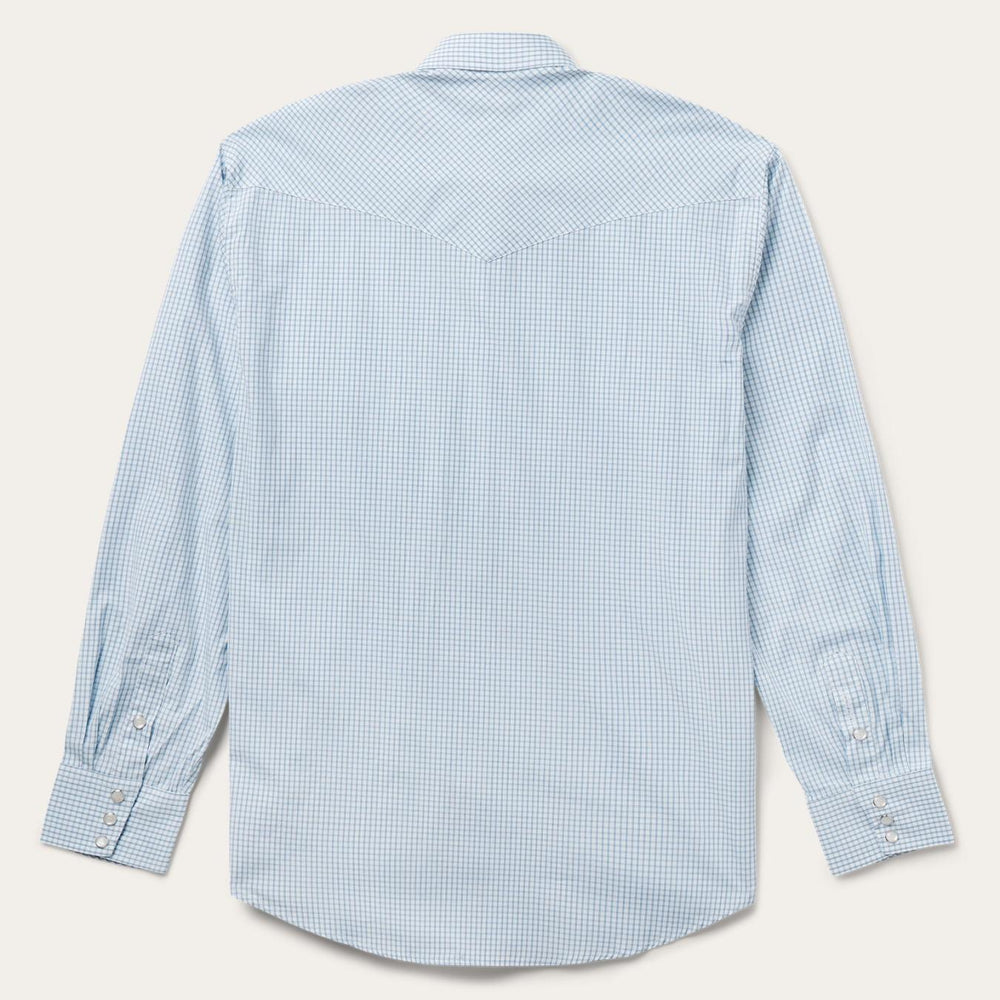 Men Western Shirts | Stetson Two Stripe Check Western Shirt Blue