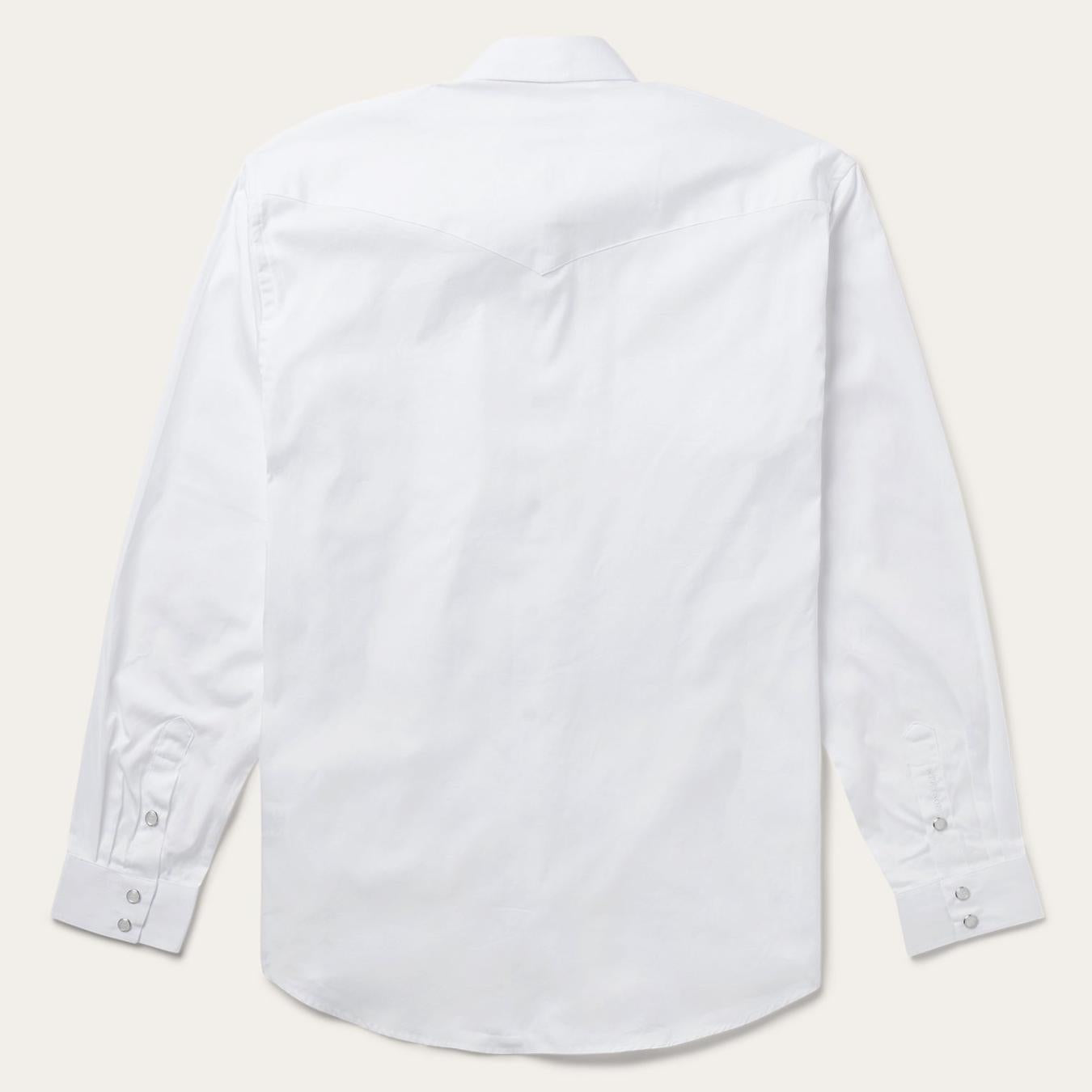 Men Western Shirts | Stetson White Pinpoint Oxford Western Shirt White