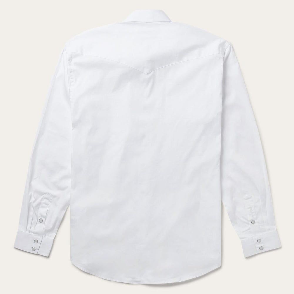 Men Western Shirts | Stetson White Pinpoint Oxford Western Shirt White