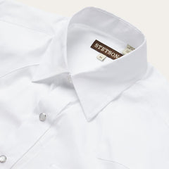 Men Western Shirts | Stetson White Pinpoint Oxford Western Shirt White