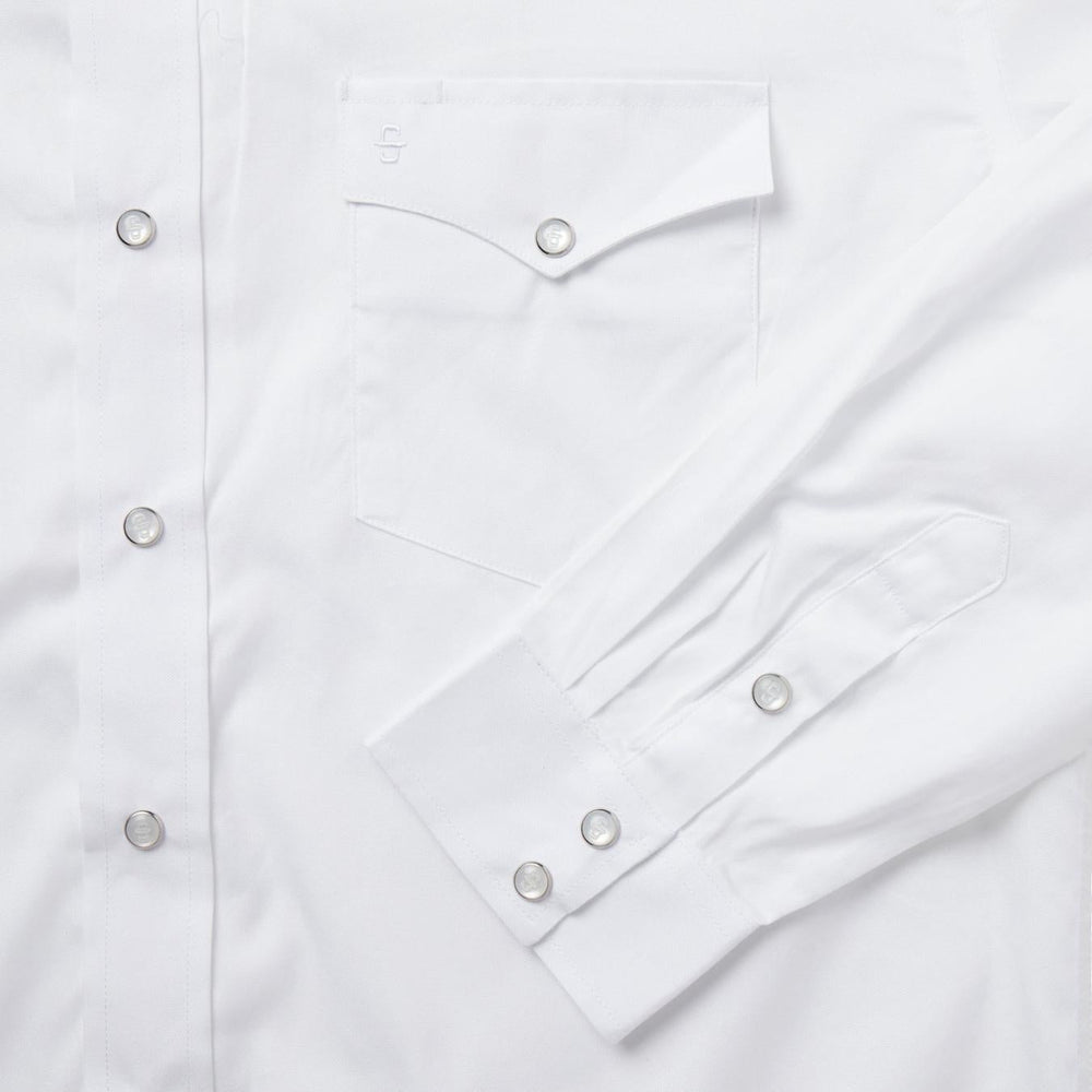 Men Western Shirts | Stetson White Pinpoint Oxford Western Shirt White