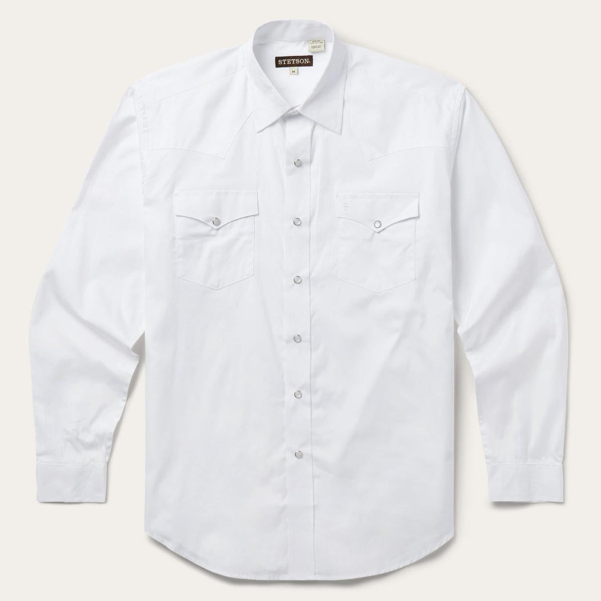 Men Western Shirts | Stetson White Pinpoint Oxford Western Shirt White