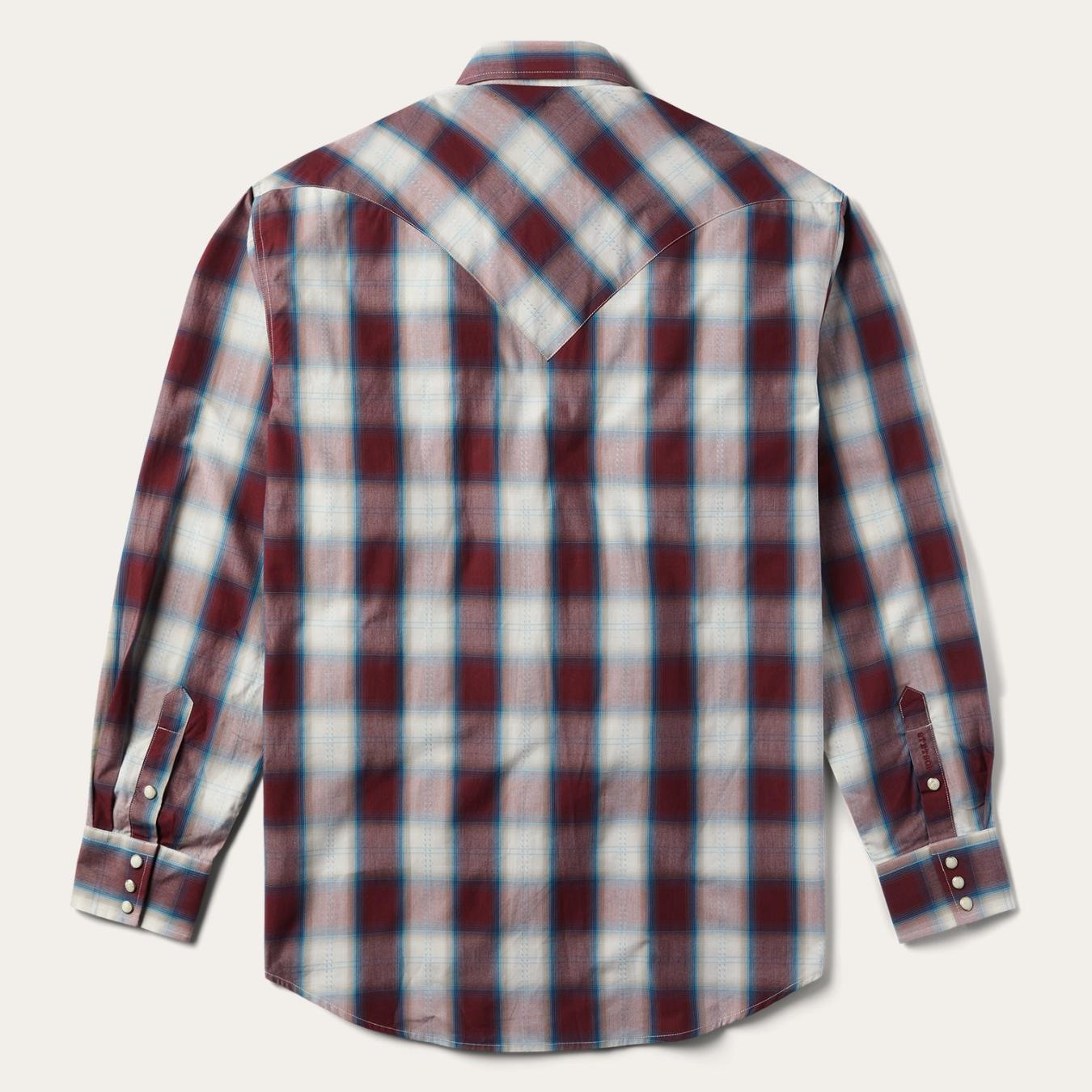 Men Western Shirts | Stetson Wine Plaid Shirt Wine