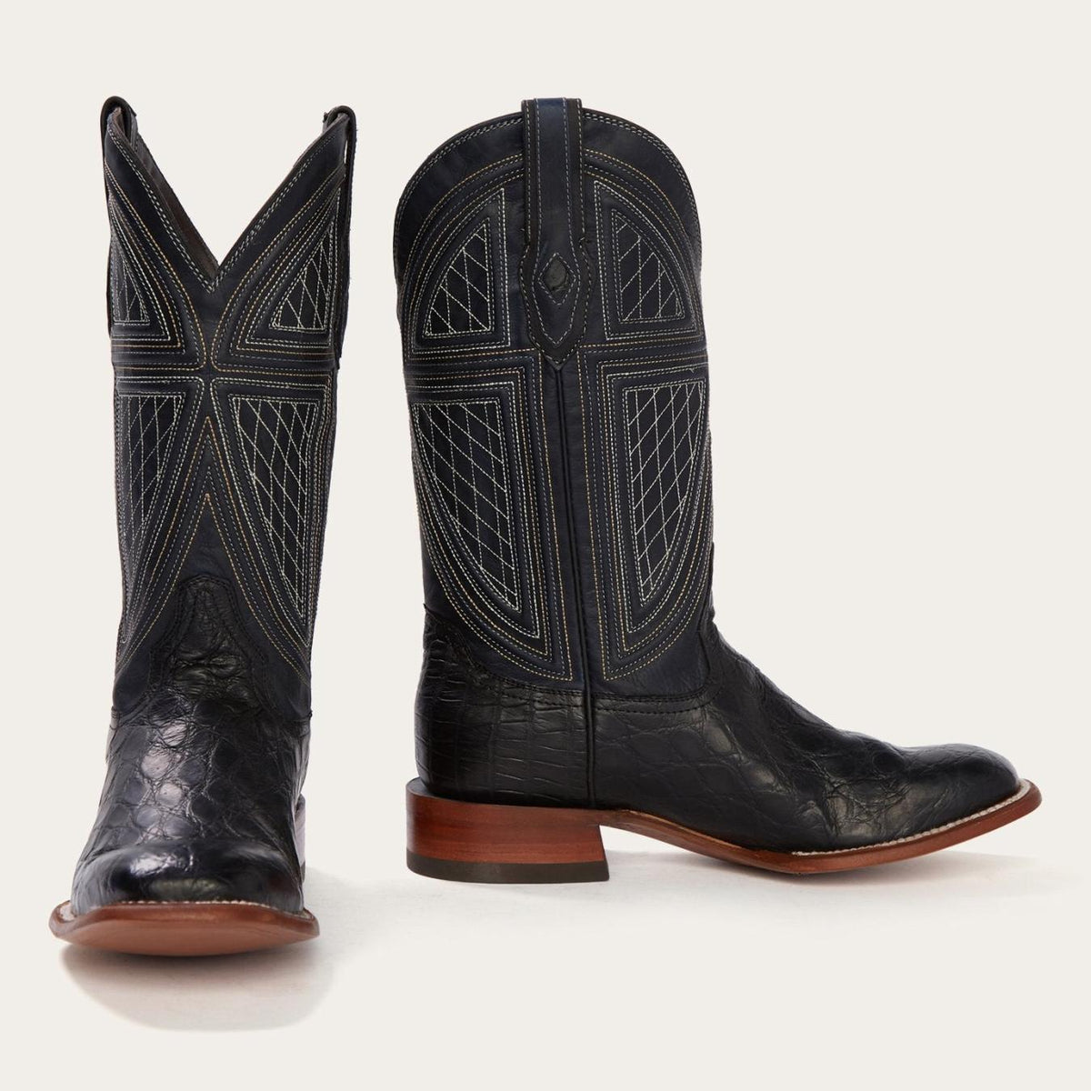 Men Western | Stetson Black Falls Alligator Cowboy Boot Black