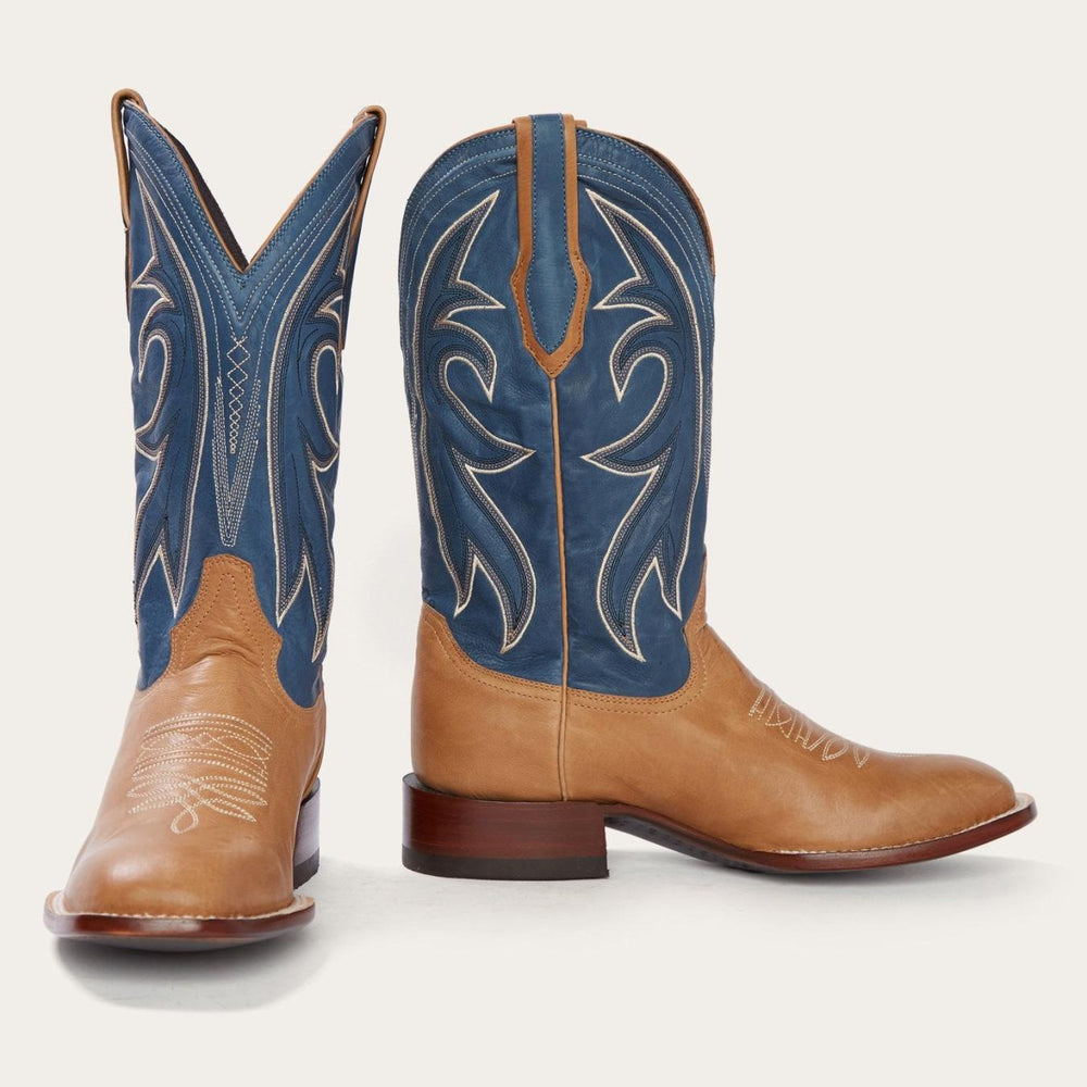 Men Western | Stetson Casper Tan &amp; Blue Matte Cowboy Boot Tan