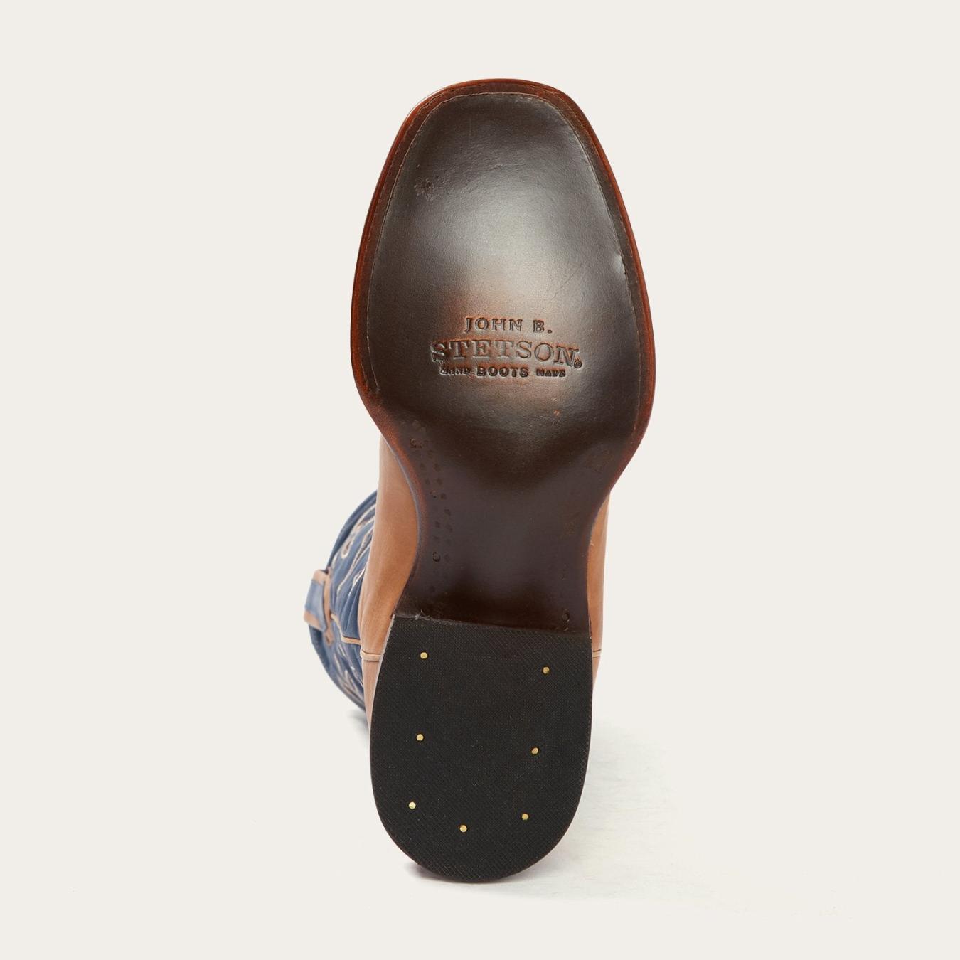 Men Western | Stetson Casper Tan &amp; Blue Matte Cowboy Boot Tan